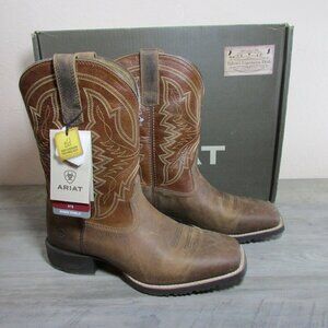 Ariat Men's 9EE Square Toe 11" Hybrid Ranchwork Boots Sorrel Crunch/Rustic Red